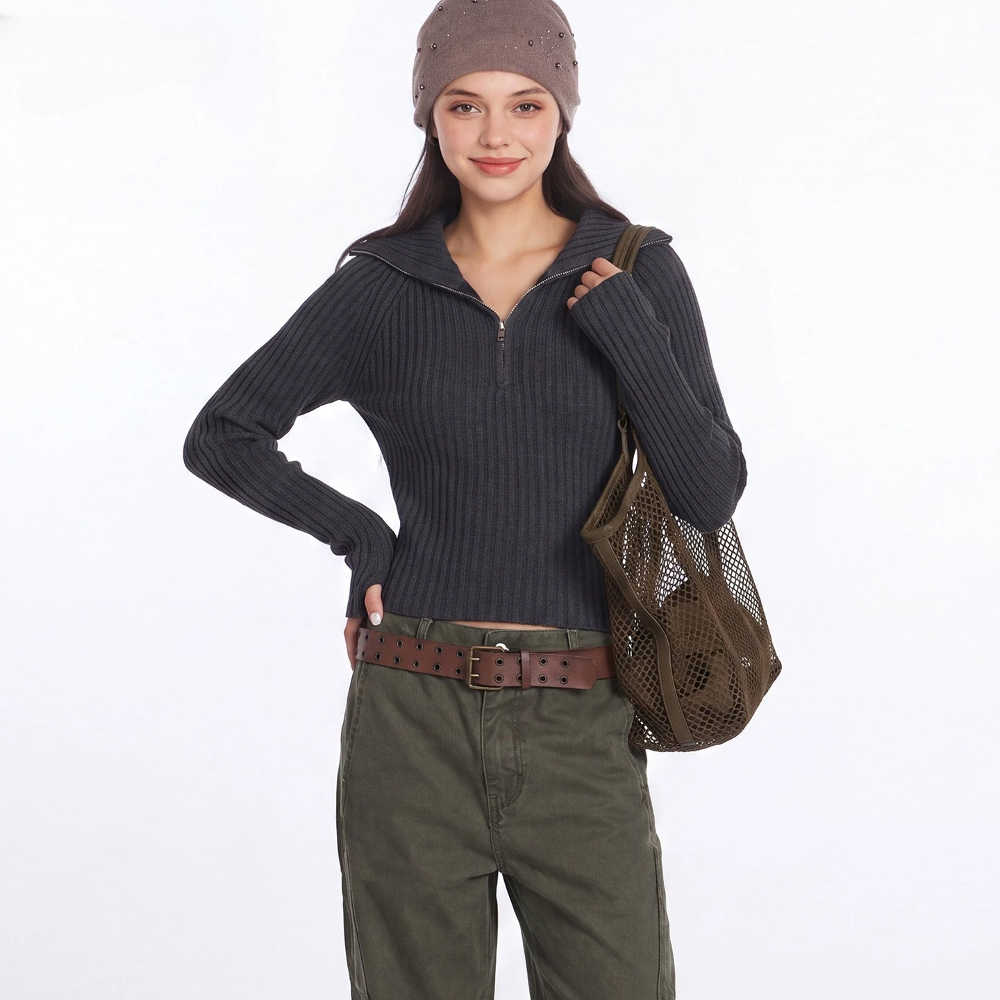 Minimalist Women's Half Zip Turtleneck Knit Sweater 2025 New Design Slim Fit Short Pullover Fashion Trendy Basic Classic Sweater