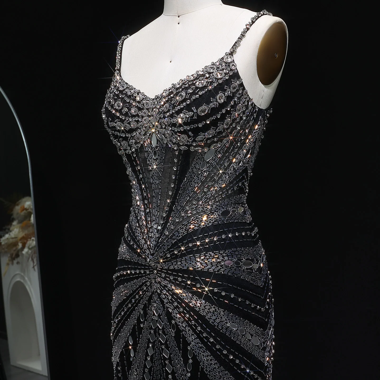 Sharon Said vestido de noche de sirena champán de lujo con tirantes finos largo para mujer vestido de fiesta de boda SS020 personalizado