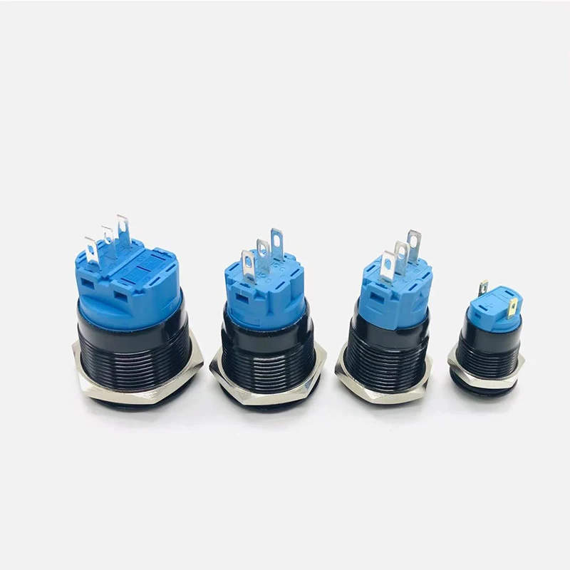 Metal push button switch 12/16/19/22mm oxidized black self-locking/self-resetting start/stoar Engine Power High/Flat Head Switch - Image 3