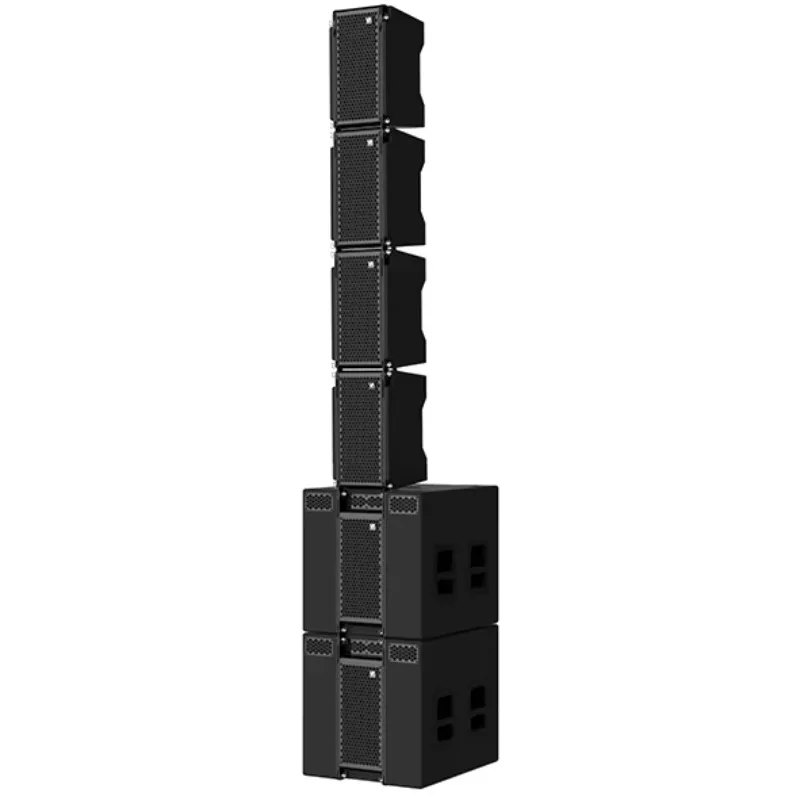 Professional Coaxial Active Outdoor PA Speakers 8-Inch Mini Column Line Array VA Smart Line 300W LF/80W HF 124dB Max SPL