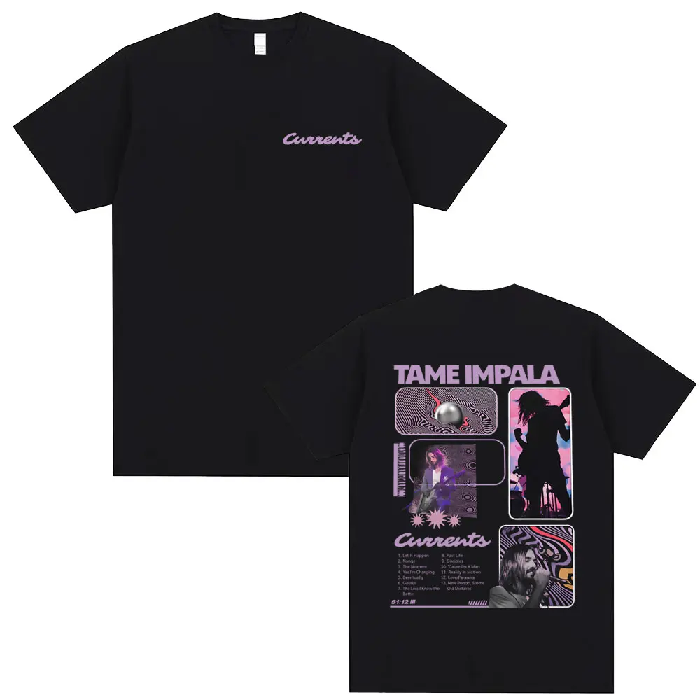 

Pop Rock Band Tame Impala Currents Merch 2026 T Shirts Men Women Casual Cotton Oversized Short Sleeve T-shirts Men's Streetwear