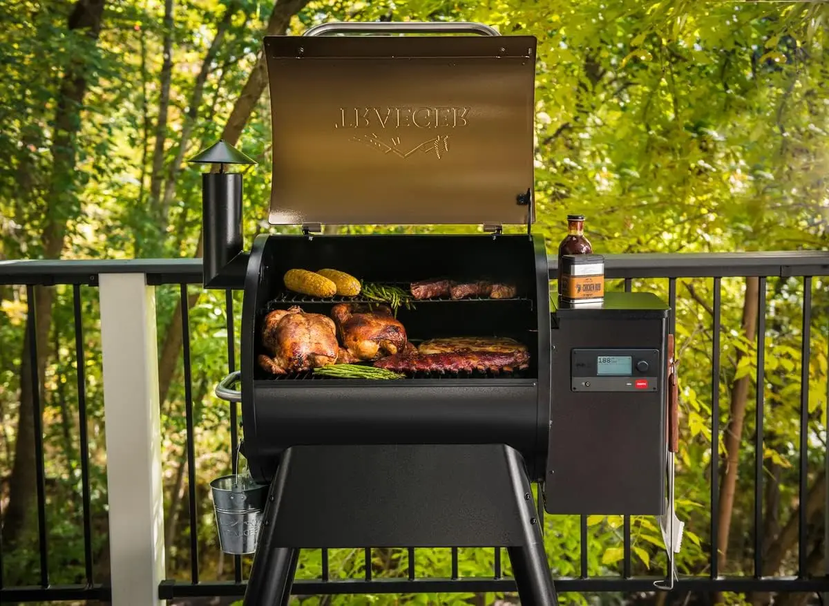 Grills Pro 575 Electric Wood Pellet Grill and Smoker, Bronze, 572 Square Inches Cook Area, 6 in 1 BBQ Grill with WiFi