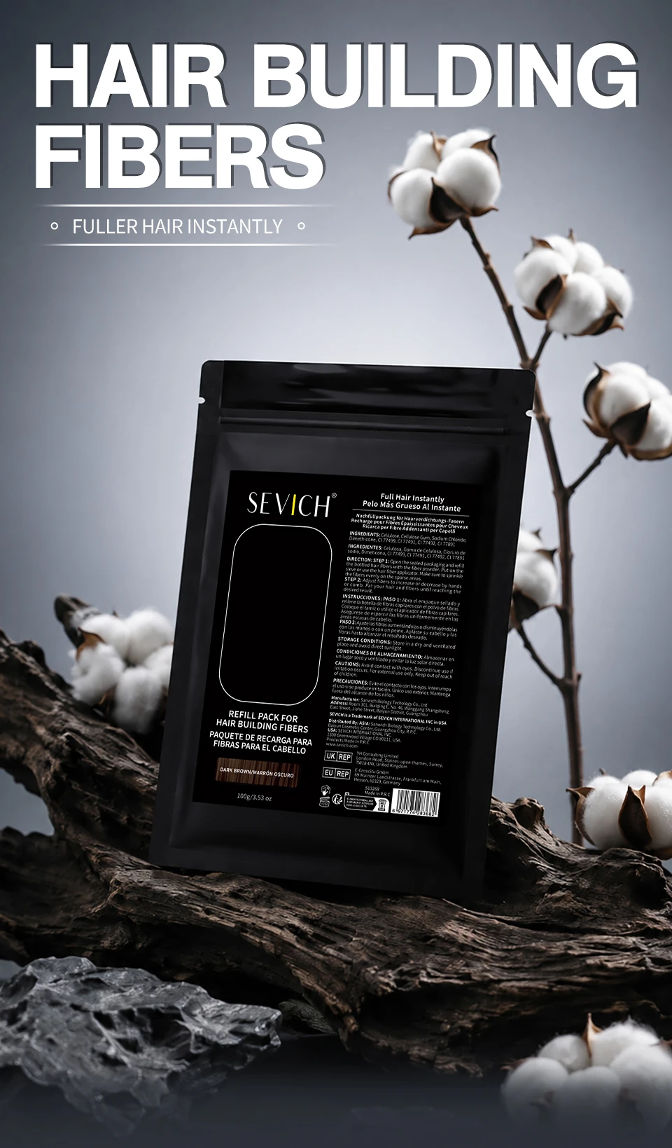 100g Haarausfall Aufbau Haar fasern Mixer verbergen Styling Faser Haar pulver Ausdünnung Keratin Wimpern verlängerung schwarz – Detail 2
