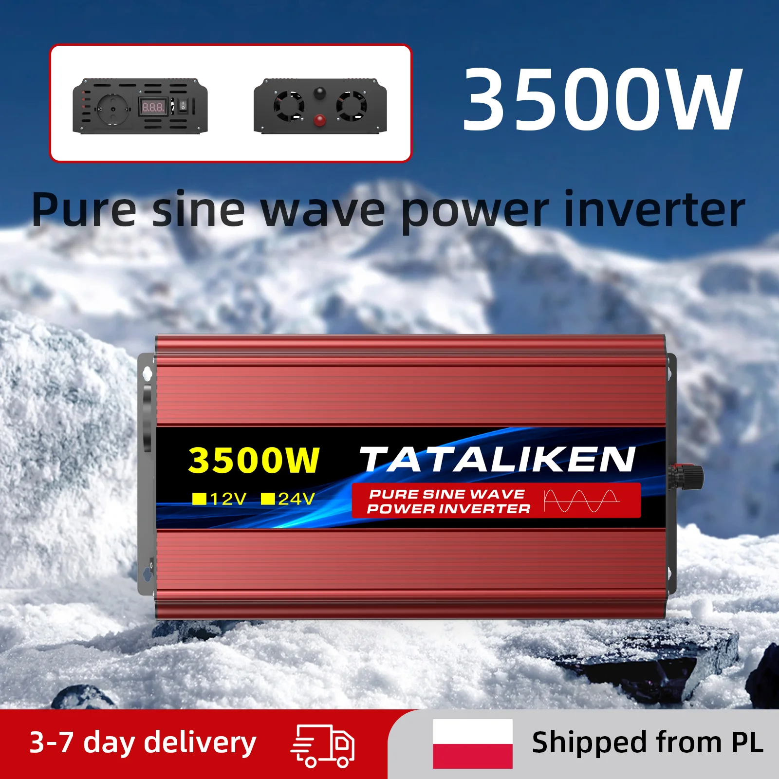 Reiner Sinus-Wechselrichter 12V DC zu 220V AC 50Hz 2500W 3500W 4000W 8000W EU-Steckdose LCD-Display Temperaturregelung Lüfter