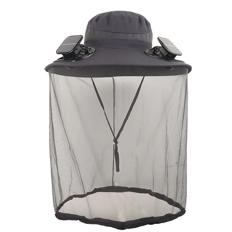 Mosquito-proof visor, beekeeper, sun protection cap, high wind solar fan cap, fishing cap