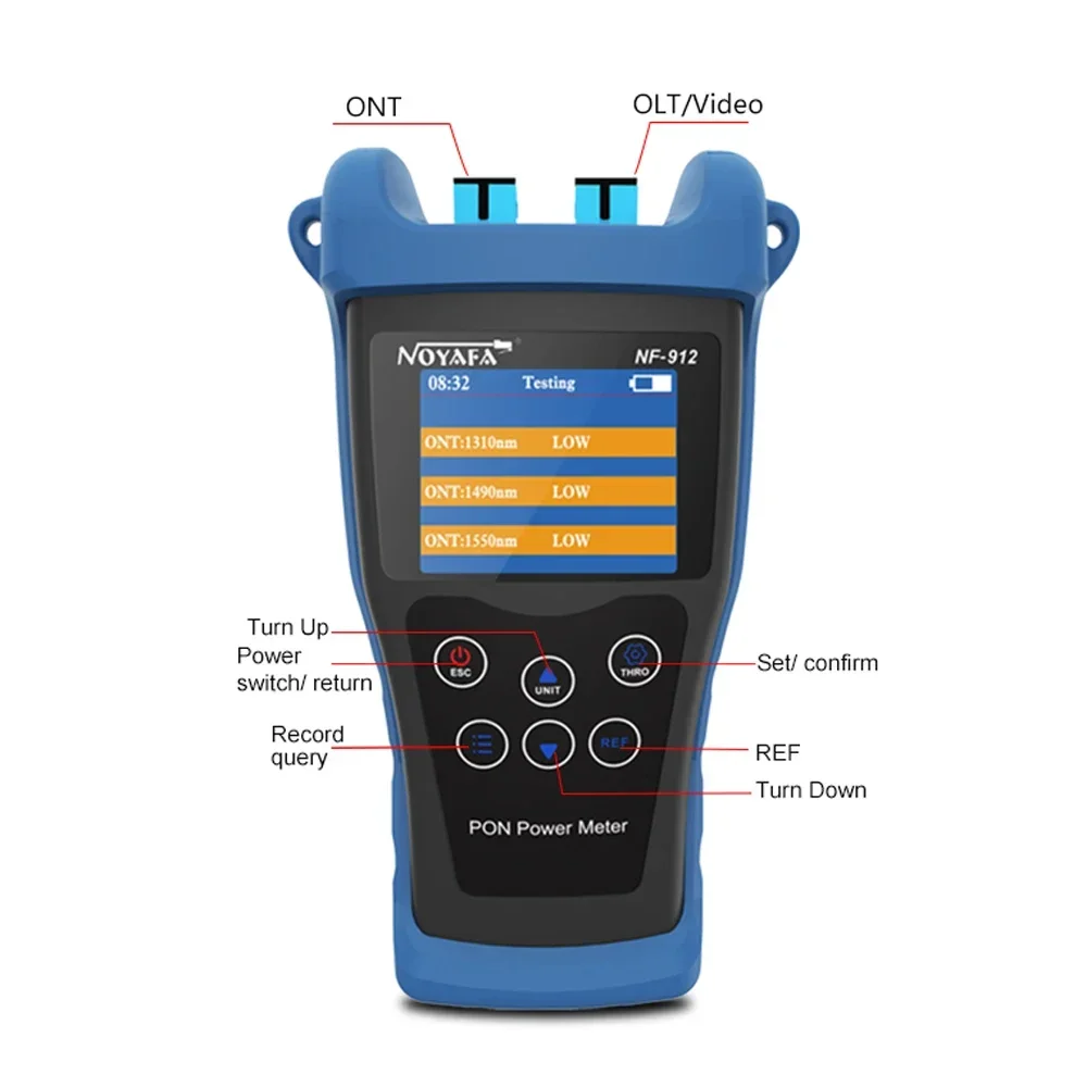 NOYAFA NF-912 PON Optical Power Meter Handheld Fiber Optic Power Meter 1330nm/1490nm/1550nm OTDR Tester with SC Port