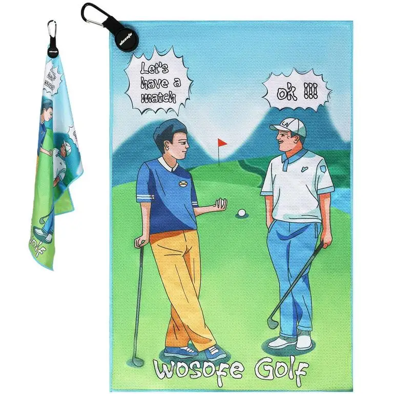 Magnetic Golf Towel Magnetic Golf Club Ball Towel Funny Pattern Golf Cleaning Towel Waffle Golf Club Ball Towel With Carabiner