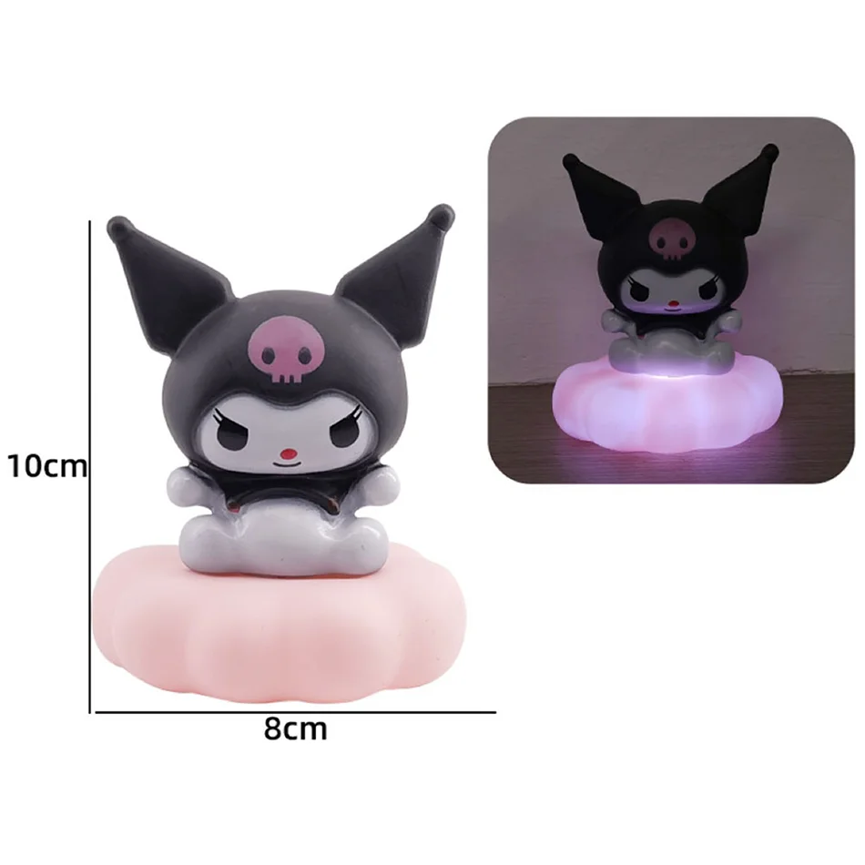 Sanrio Hello Kitty Kuromi Luminous Bedside Lamp Cute Cloud Shaped Night Light Anime Children\'S Pinch Toy Desktop Decorations