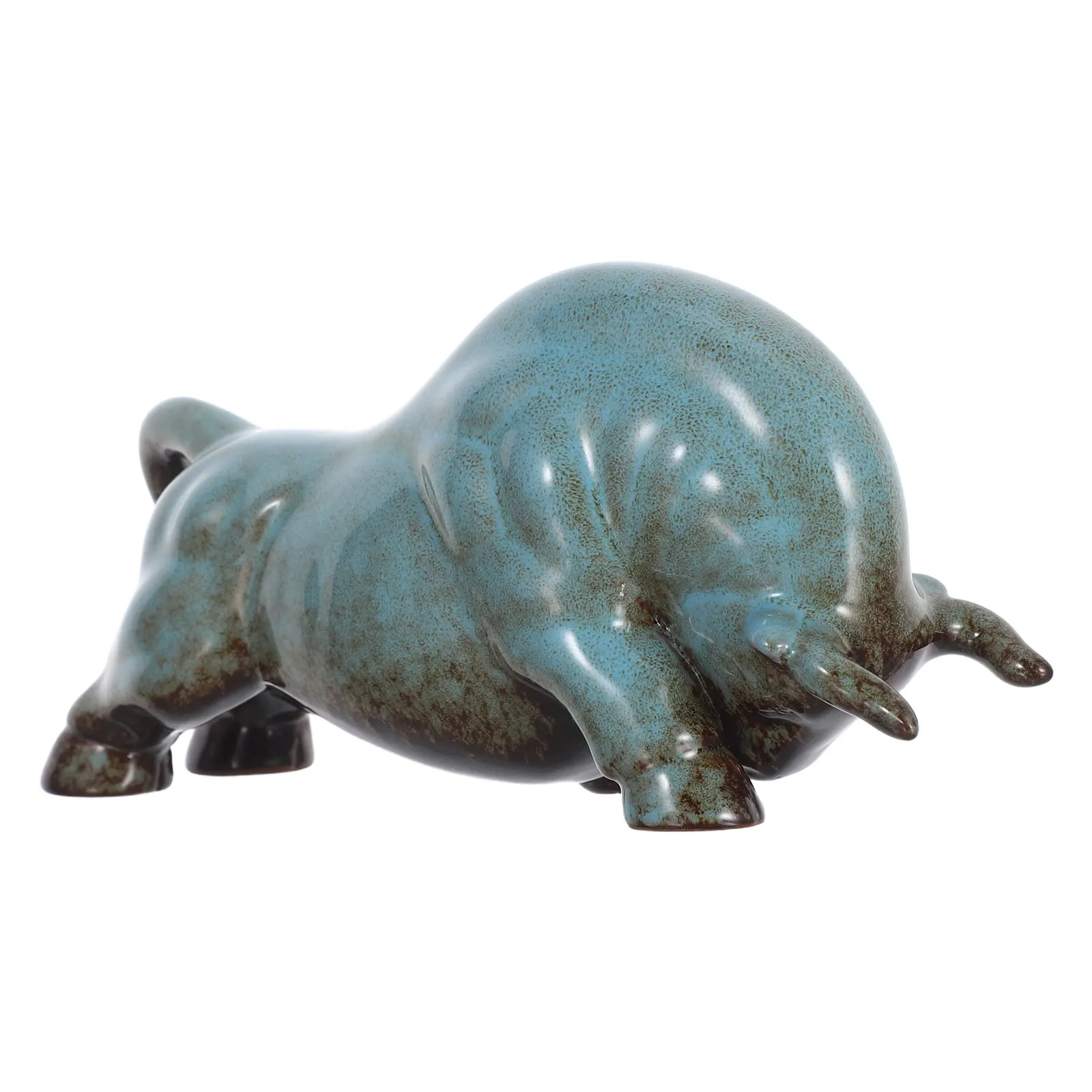 Ceramic Ox Statue Vintage Chinese Tea Ceremony Decor Lifelike Details Sophistication Miniature Animal Sculpture