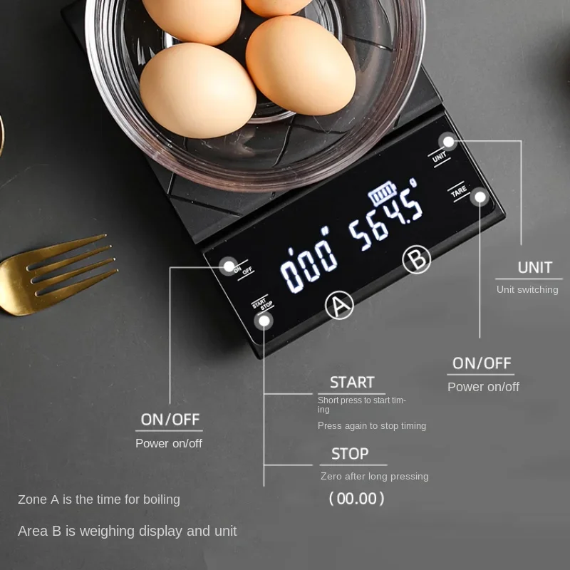 USB Charging Kitchen Coffee Scale with Timer LED Digital oz/Ib/g Electronic Scale Household Kitchen Food Scale