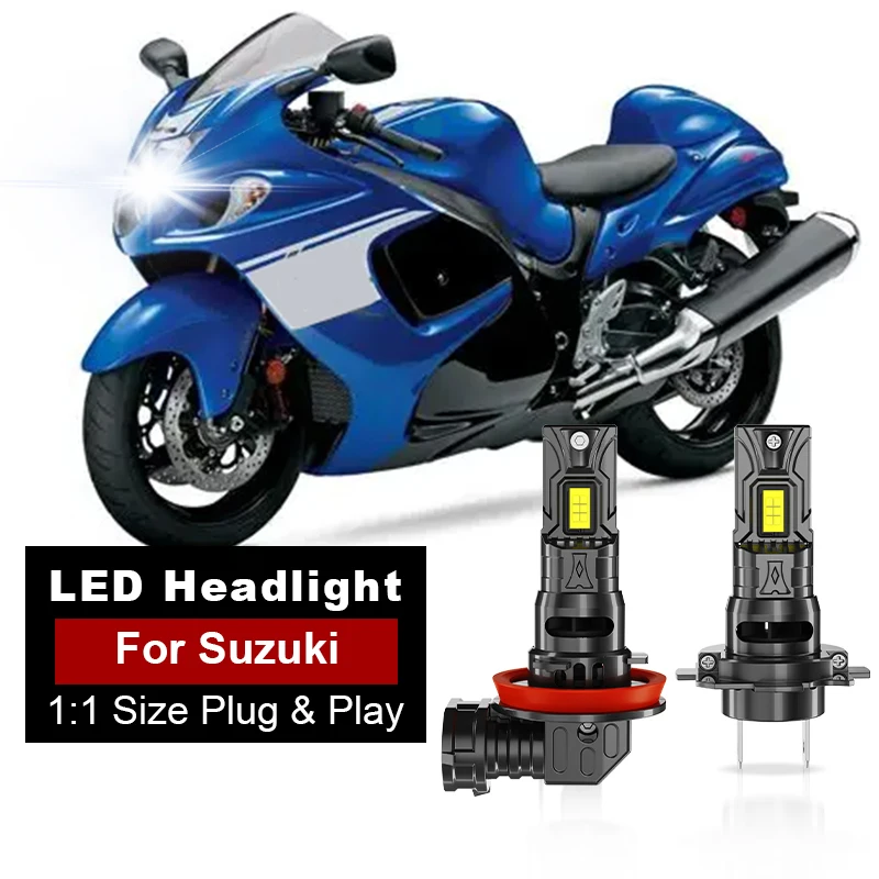 1/2PC H11 Headlight with Cooling Fan For Suzuki GSX1300R 1999- 2015 2016 2017 H7 Motorcycle LED Bulbs High Low Beam 6500K White