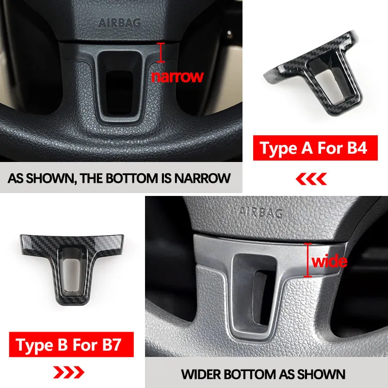 Cubierta embellecedora de marco de Panel de volante para VW Golf 6 MK6 Passat B7 CC Jetta Bora Polo Tiguan Caddy Touran Sharan ABS estilo carbono