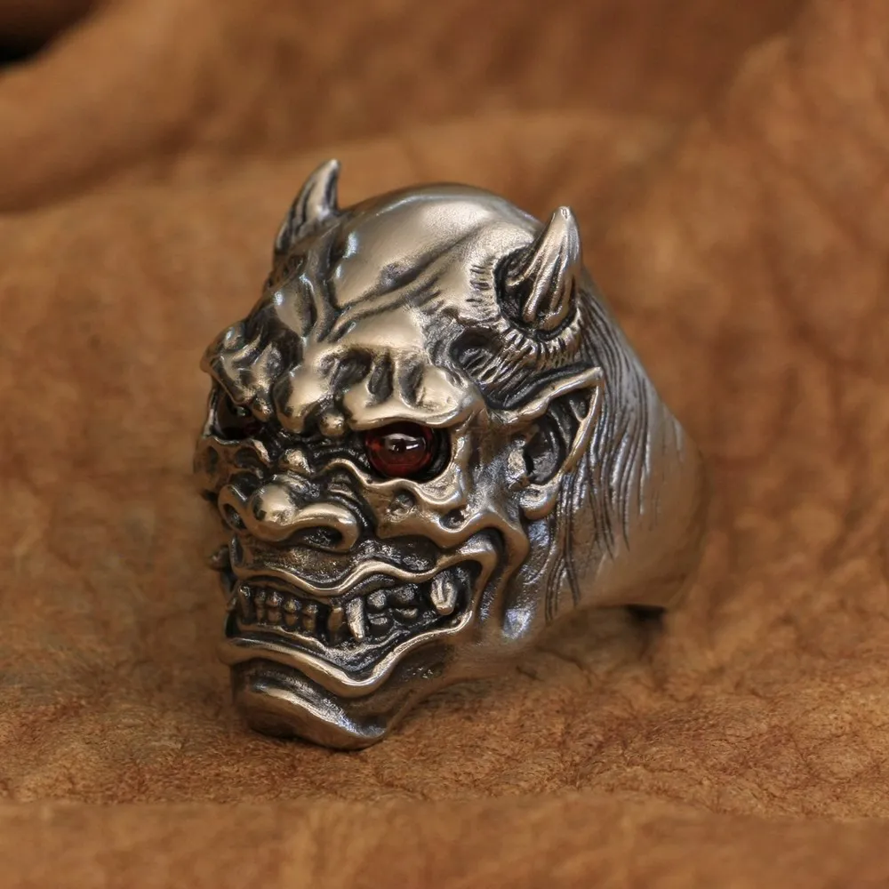 Red Eyes Japanese Ghost Prajna Cupronickel Ring Biker Rock Punk Jewelry CP254 US Size 7~15