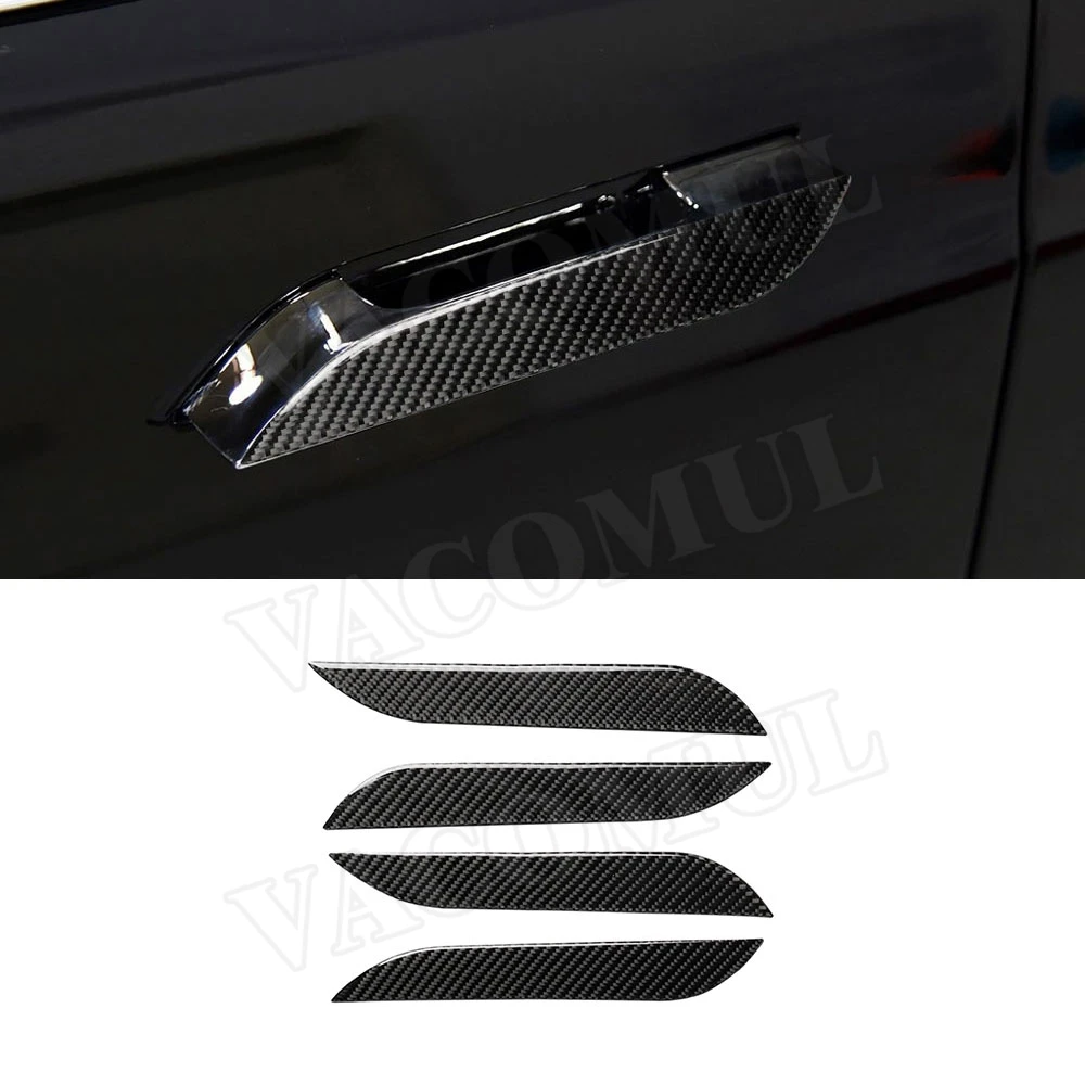 

Carbon Fiber Exterior Trims Car Door Handles Decorative Cover Stickers For Tesla Model S 2015-2019 Car Styling