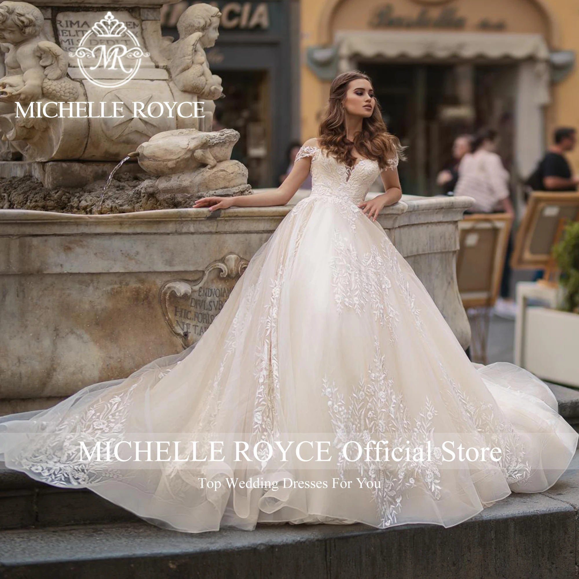 Michelle Royce A-Line Wedding Dresses For Women Sexy Bride Sweetheart Off The Shoulder Appliques Wedding Gowns Vestidos De Novia