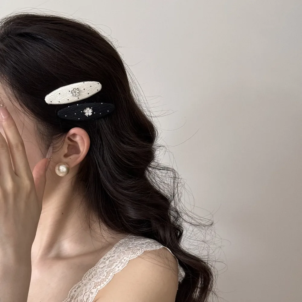 New Polka Dot Rhinestone Flower Hairpin Bangs Hair Clip for Women Girls Hair Side Edge Clip Femininity BB Clip Hair Accessories