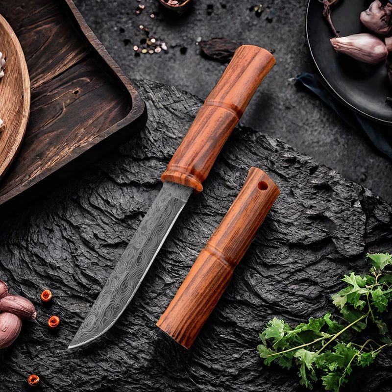 Damascus Pattern Kitchen Utility Knives Boning Paring Knife Cleaver Barbecue Meat Cutting Fishing Fruit Knife Cooking Tools