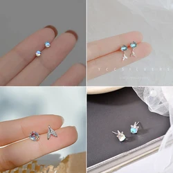 Aurora Color Stud Earrings Gradient Ear Studs Crystal Moonstone Earring for Women Girl Teen Ear piercing Jewelry Accessories