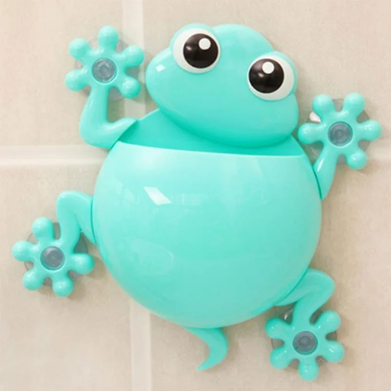 1PC Animal Frog Toothbrush Holder Family Set Wall Bathroom Hanger Suction