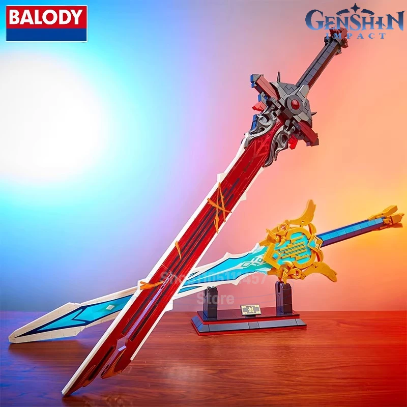 BALODY Genshin Impact Game Items Reprint Song of Broken Pines Wolf's Gravestone Assembling Model Toys Decoration Boy's Gift
