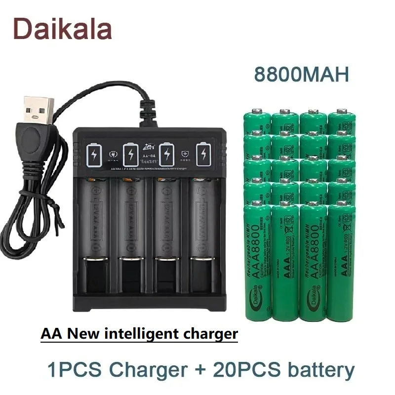 AAA  Alkaline Battery 1.2V 8800mAh, Flashlight, Toy, Watch, MP3 Player, Replacement Nickel Hydrogen Battery,Intelligence Charger