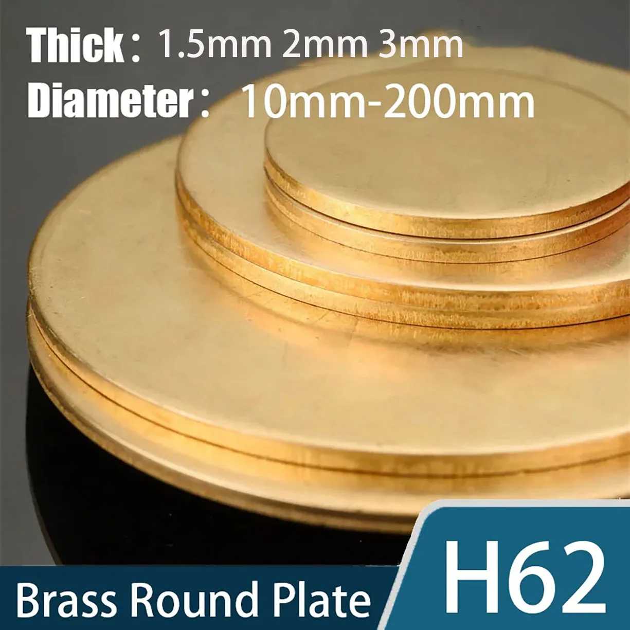 

H62 Brass Disc Brass Gasket Pure Copper Round Plate Brass Parts Cutting Dia 10mm - 200mm Thickness 1.5mm 2mm 3mm