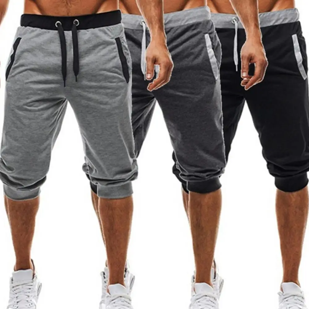 Men Summer Harem Pants Slacks Shorts Sport Sweatpants Drawstring Jogger Trousers