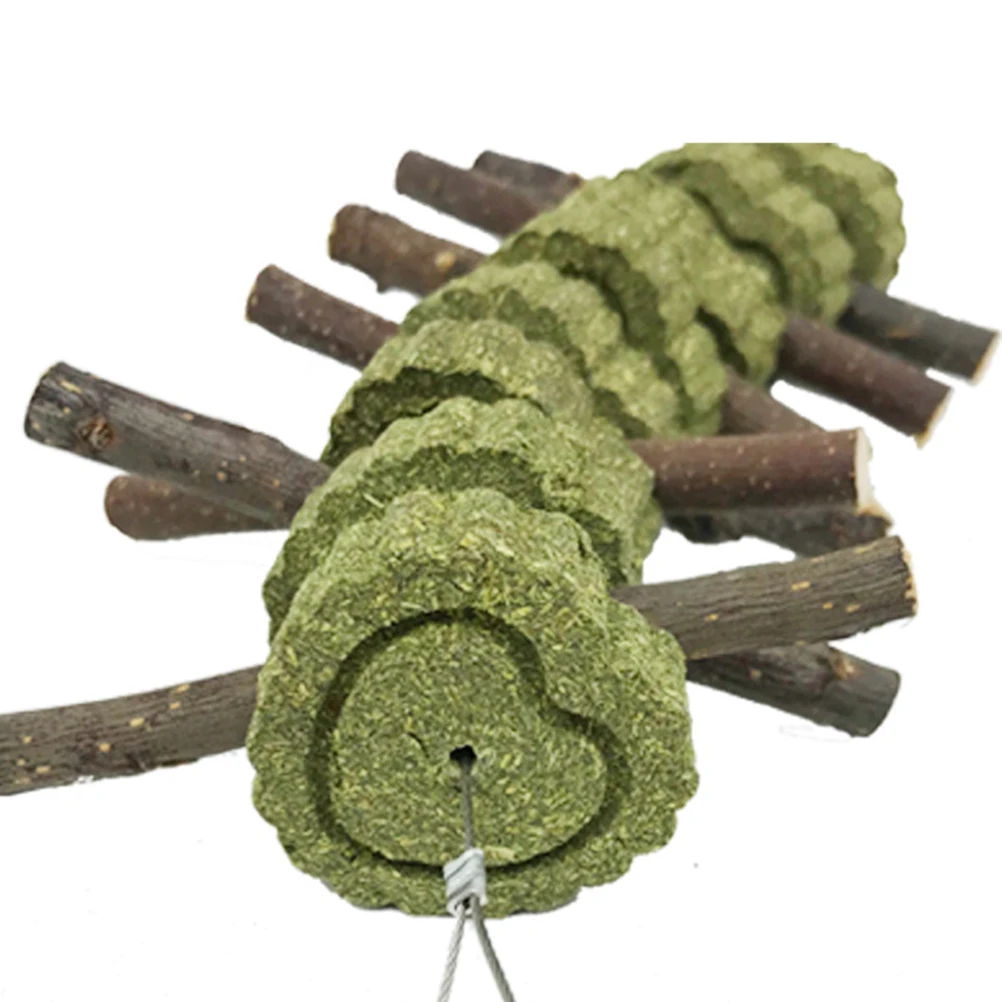 

2 Pcs Tooth-melting Cake Skewers Grass Teeth Grinding Toy Bunny Chewing Pet Playing Toys Green