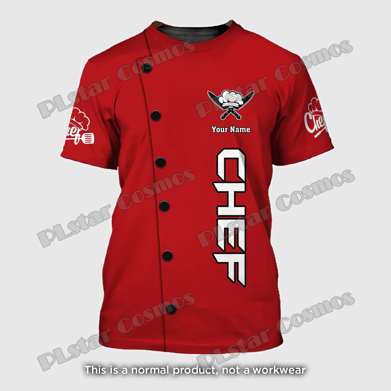 PLstar Cosmos Red Chef Knife Custom Name 3D Printed Mens t shirt Summer Unisex Casual Tee Shirt Gift For Master Chef DW221