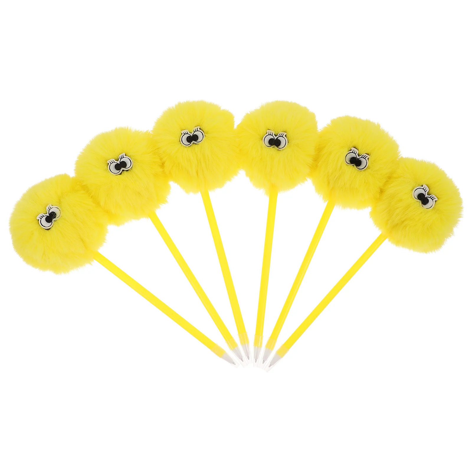 

6Pcs Black Ballpoint Pen Creative Pom Pom Topper Pens for Students Fun Novelty Writing and Signature Pen Set Cute Pompom