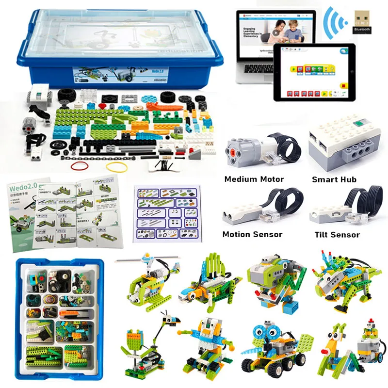 

НОВЫЙ основной набор WeDo 2,0, комплект технических строительных блоков для школьного образования, DIY We-Do 45300, Scratch 3,0, детская игрушка, Рождественский подарок