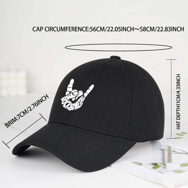 Rock & Metal Hand Gesture Baseball Cap Adjustable Unisex Streetwear Heavy Metal Fan Hat