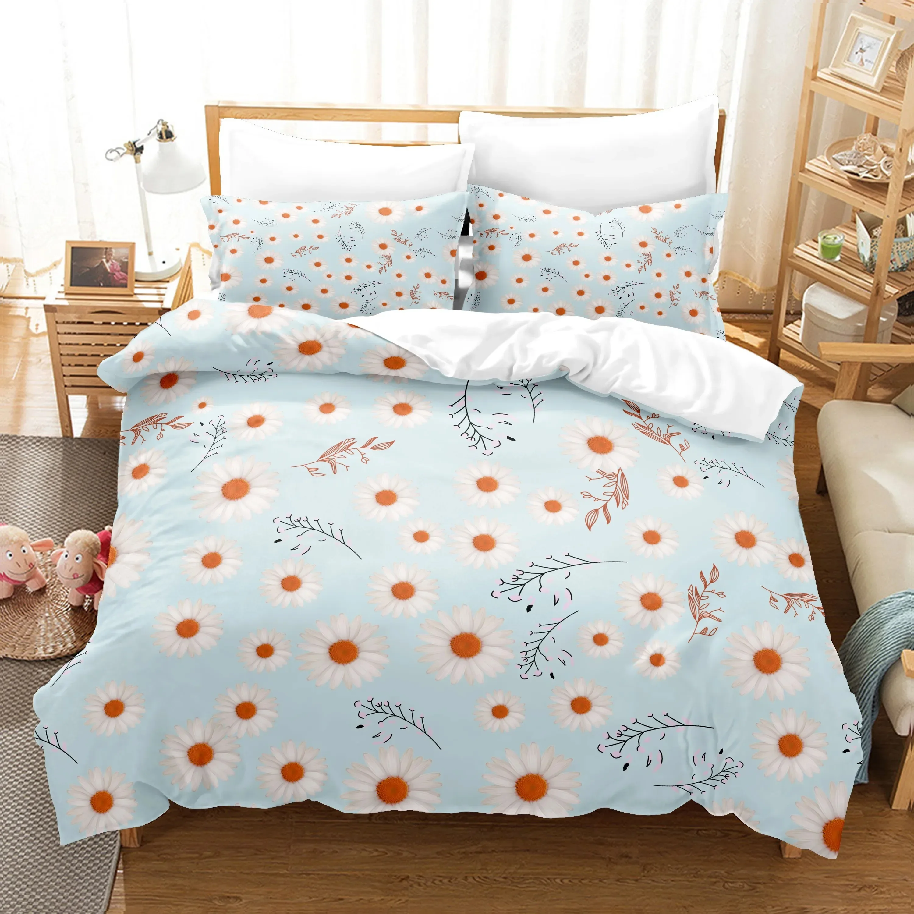 

Chrysanthemum 3D NEW Duvet Cover Pillowcase Bedding Set Adult Boy Girl Bedroom Decoration Children Single Double Large