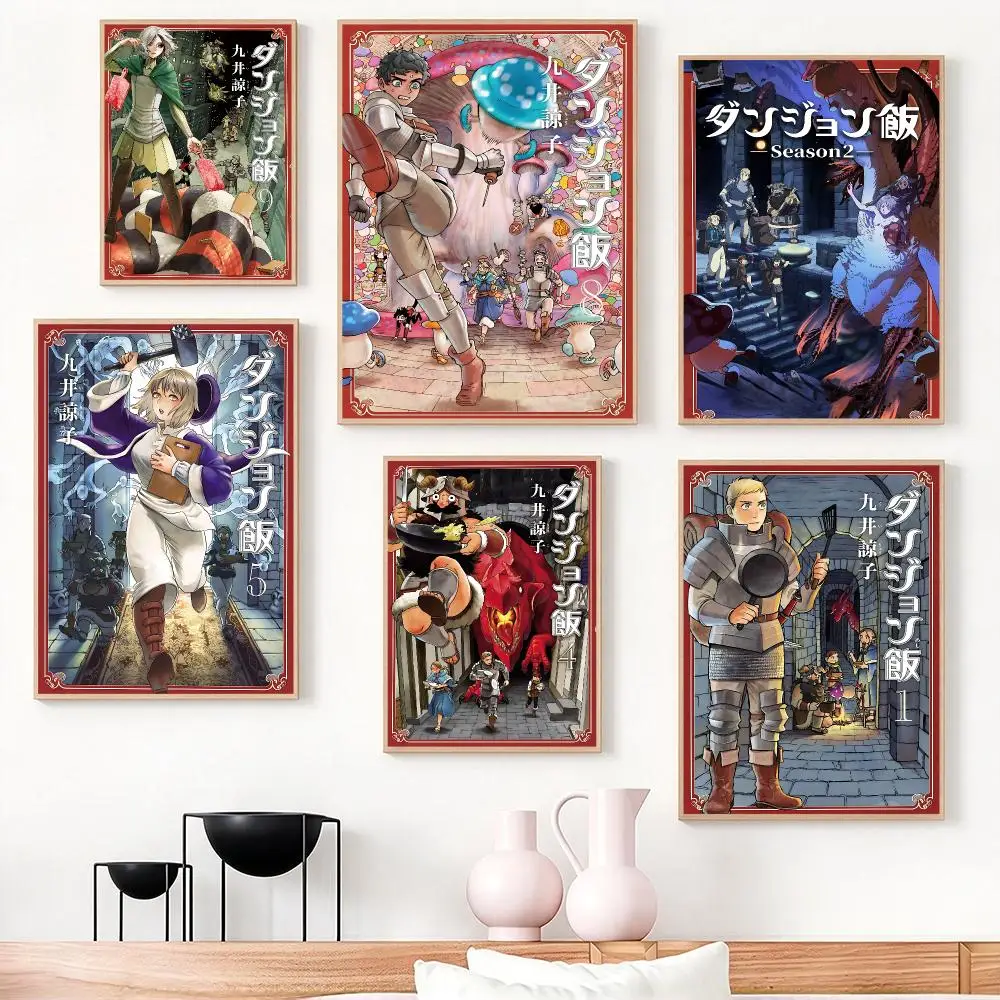 anime Delicious in Dungeon Poster Poster HD Frameless Creamy Style Home Decor Wall Art for Living Room Bedroom Gift