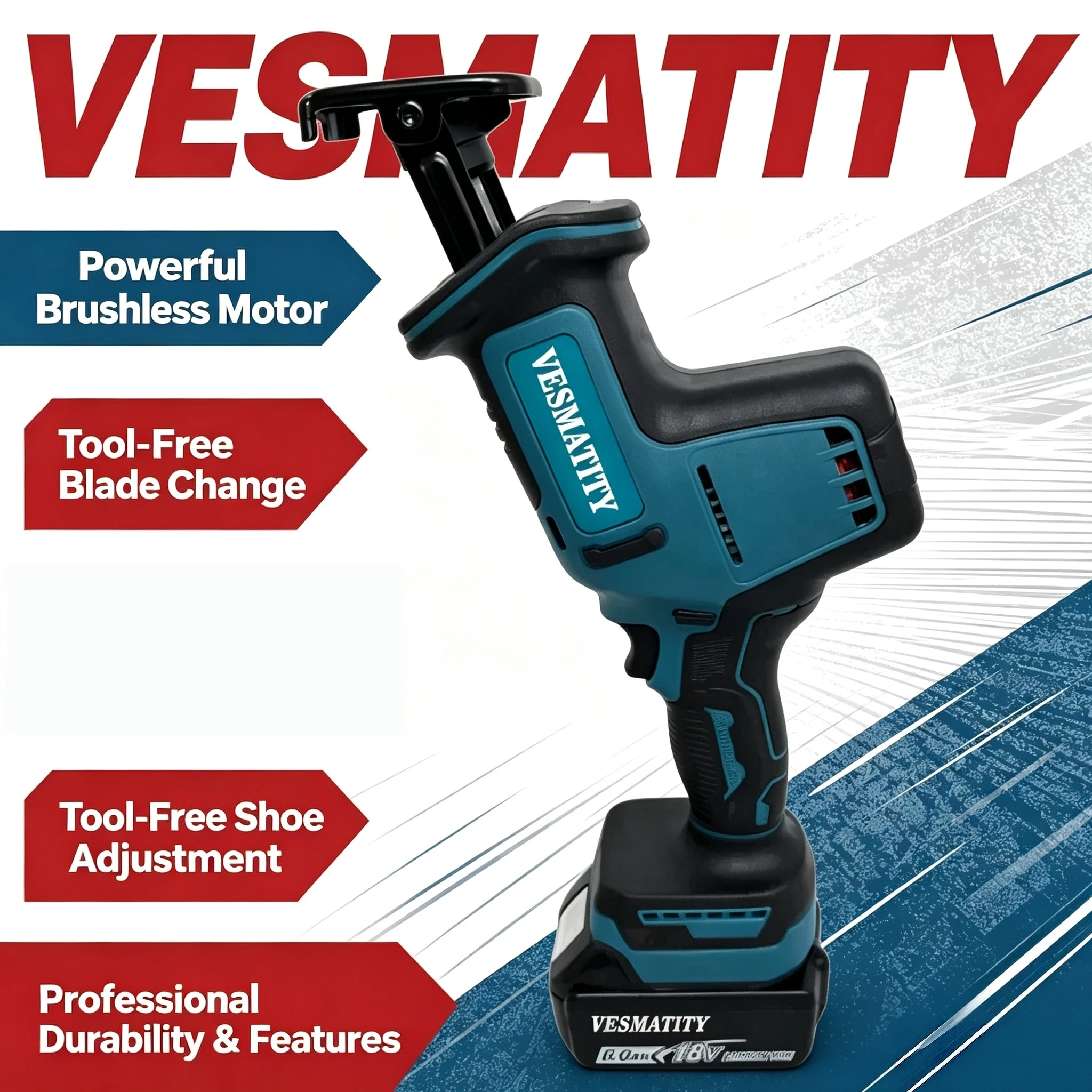 3000 SPM Brushless Cordless Saw Variable Speed 32mm Stroke for Metal Wood Cutting Makita 18V 20V Battery Speed Pro