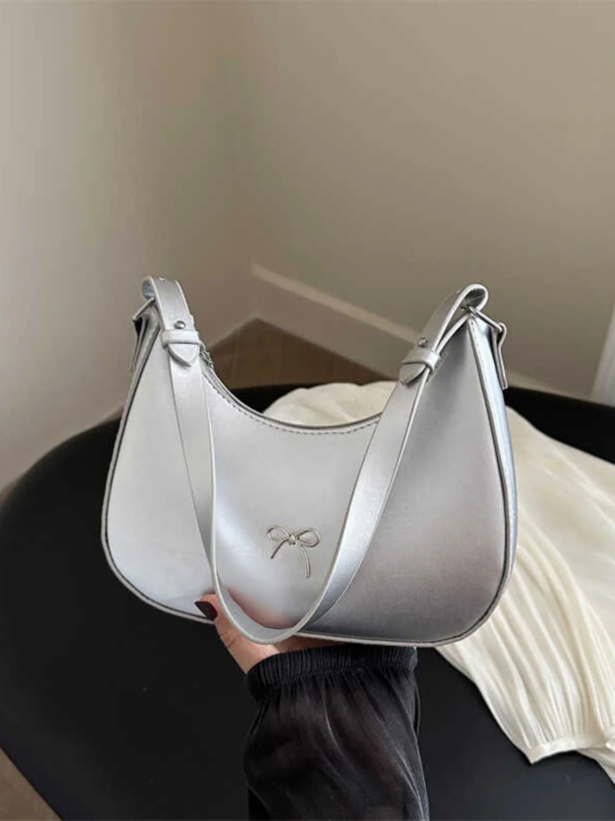 Fashionable Pure Color 2024 Casual Knot Dumpling Underarm Bag Single Shoulder High-End Crossbody Bag Handbag