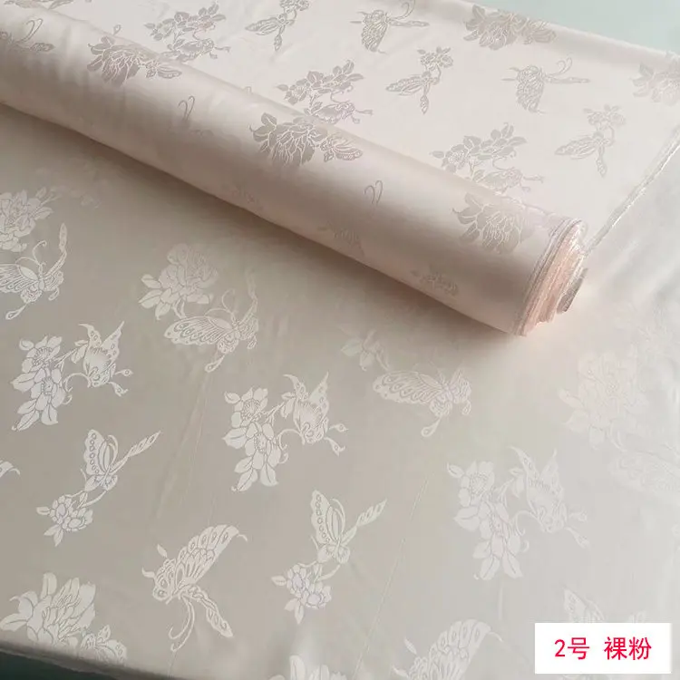 Dance Floral Jacquard Silk Satin Fabric Silk Han Chinese Clothing Cheongsam Dress DIY Silk Fabric