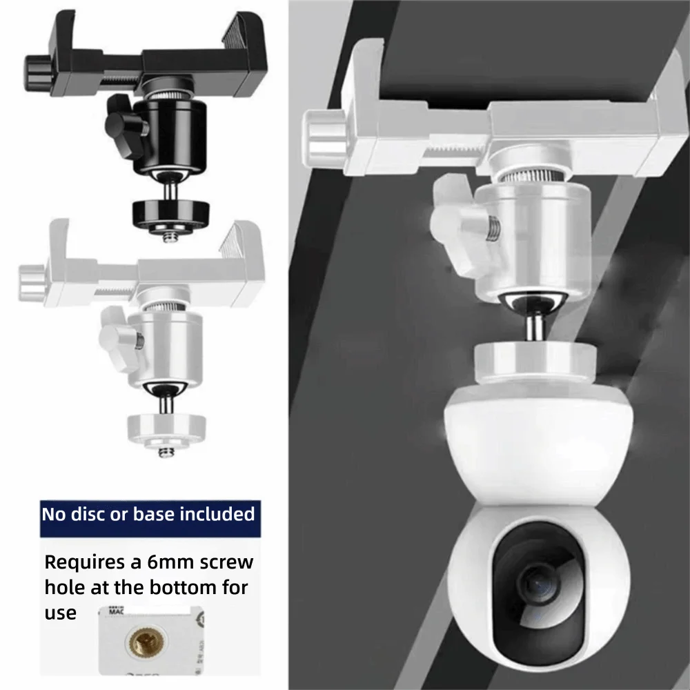 With 1/4 Screw 360° Rotation Mini Camera Holder Adjustable Clip Fixation Baby Monitor Bed Bracket No Punching Smart Camera Mount