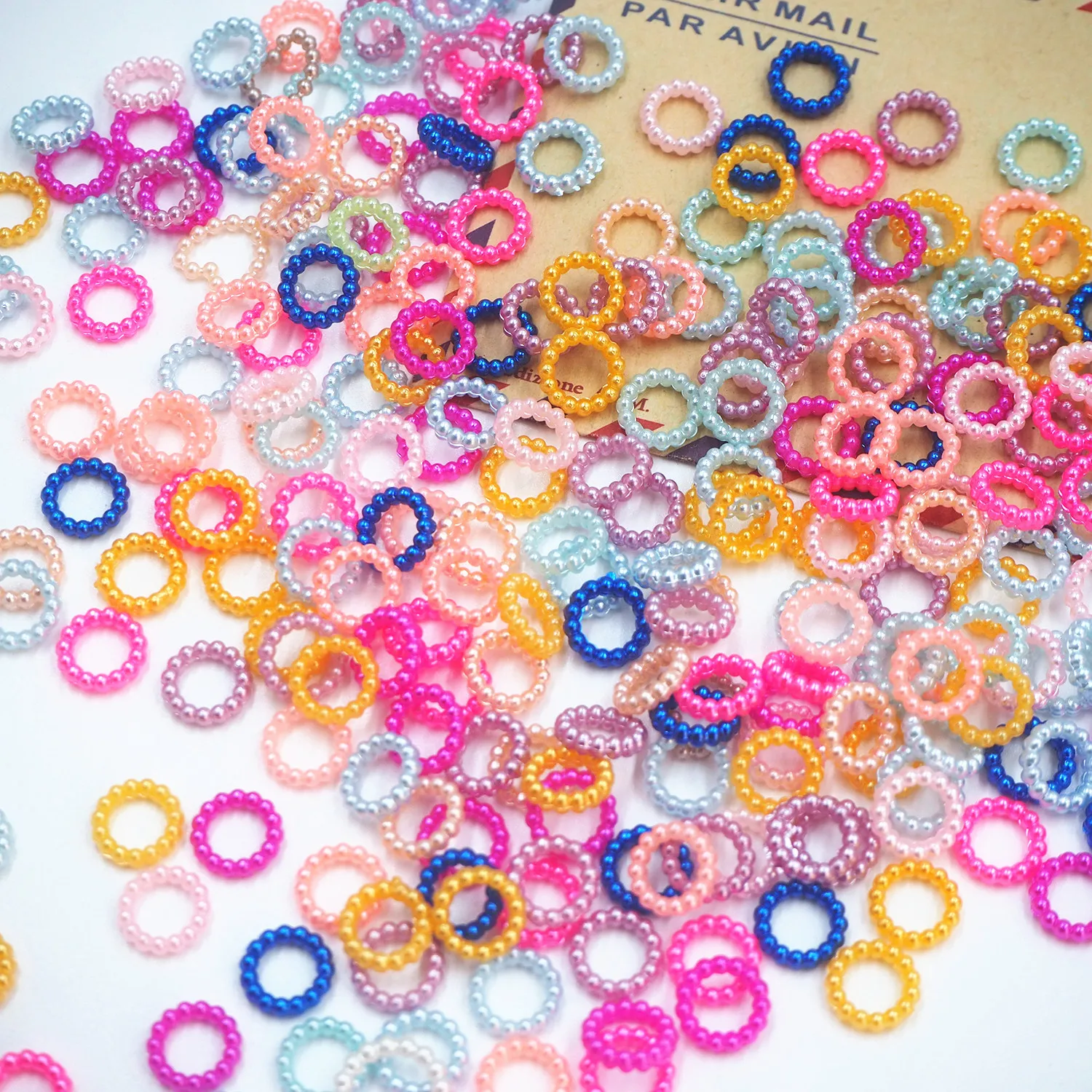 Chenkai 1000PCS/Bag 10mm Beaded Ring Spacer Focal Beads For Beadable Pen Plastic Charms for Pen Keychain Making Character Beads