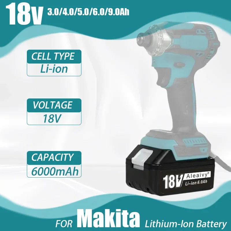 

Aleaivy BL1860 Rechargeable Battery 18 V 9.0Ah Lithium Battery for Makita 18v Battery BL1840 BL1850 BL1830 BL1860B 3.0Ah 6.0Ah