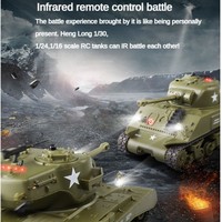 Infrared Combating 1/30 Heng Long RC Battle Tank Sherman M4A3 3841-01 2.4G Remote Control Plastic Vehicle Toy Gift TH23393