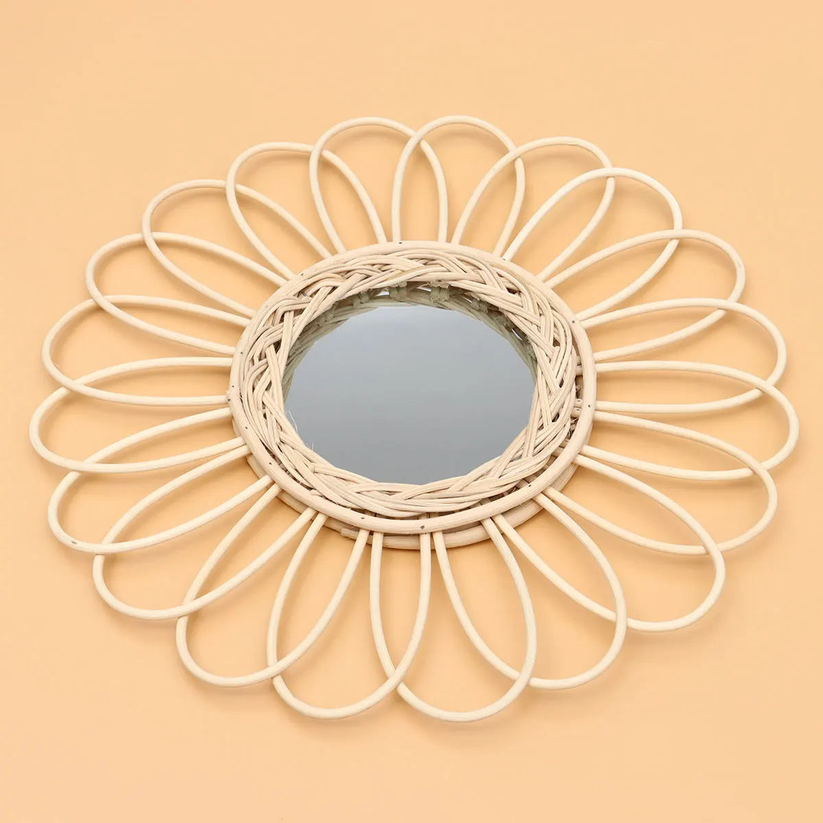 

Rattan Woven Mirror Decorative Wall Hanging Photo Props Large Size Circular Shape Home Living Room Bedroom Vanity