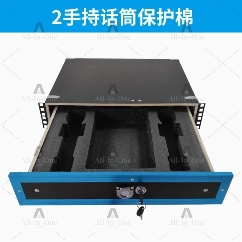 2U Cabinet Drawer with Lock 3U Metal Iron Drawer Microphone Storage Box