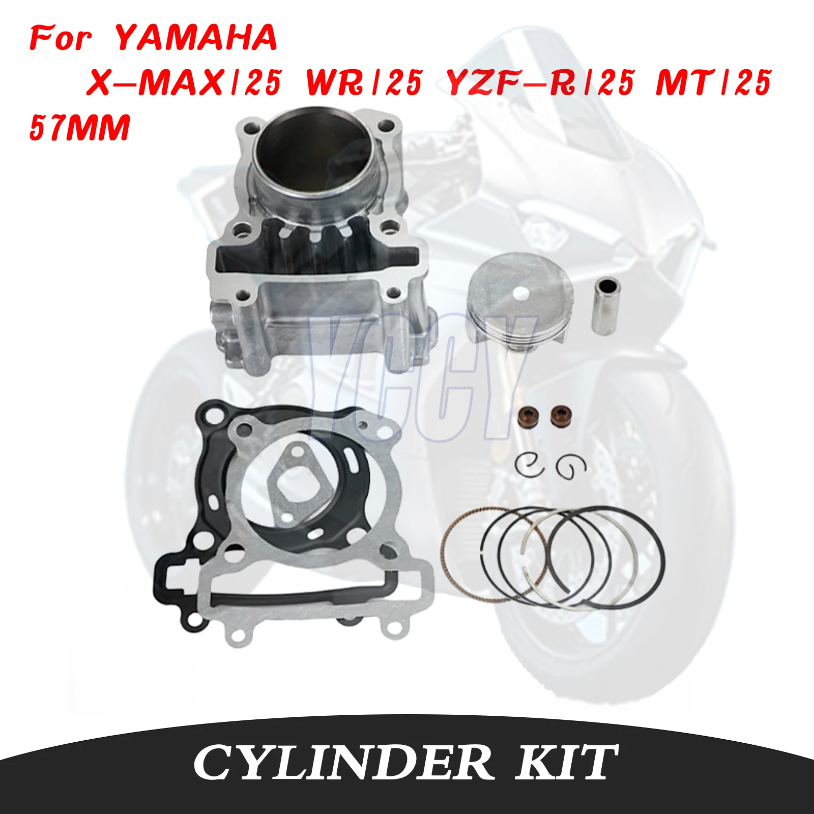 

Для YAMAHA XMAX125 X-MAX125 WR125 YZF-R125 MT125 XMAX WR YFZ 125 57 мм 125cc комплект цилиндров двигателя мотоцикла поршневые кольца прокладка