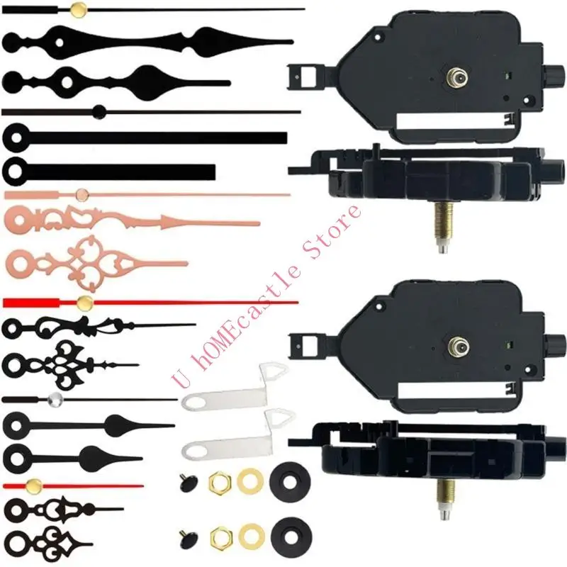 63HF 2 Pack Pendulum Clock Movement Set with 6 Pair of Hands for Wall Clock Creation