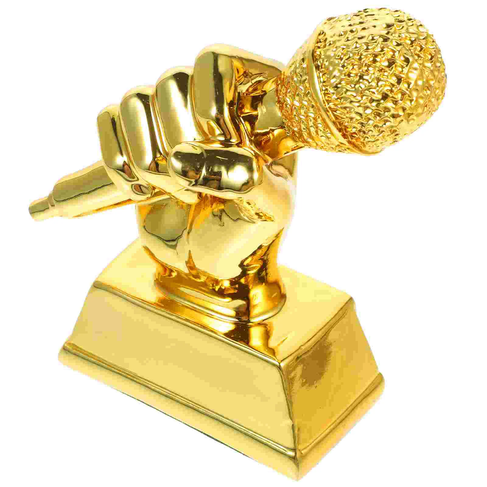 

Microphone Trophy Musical Competition Gift Award Mini Resin Singing Sculpture Metal