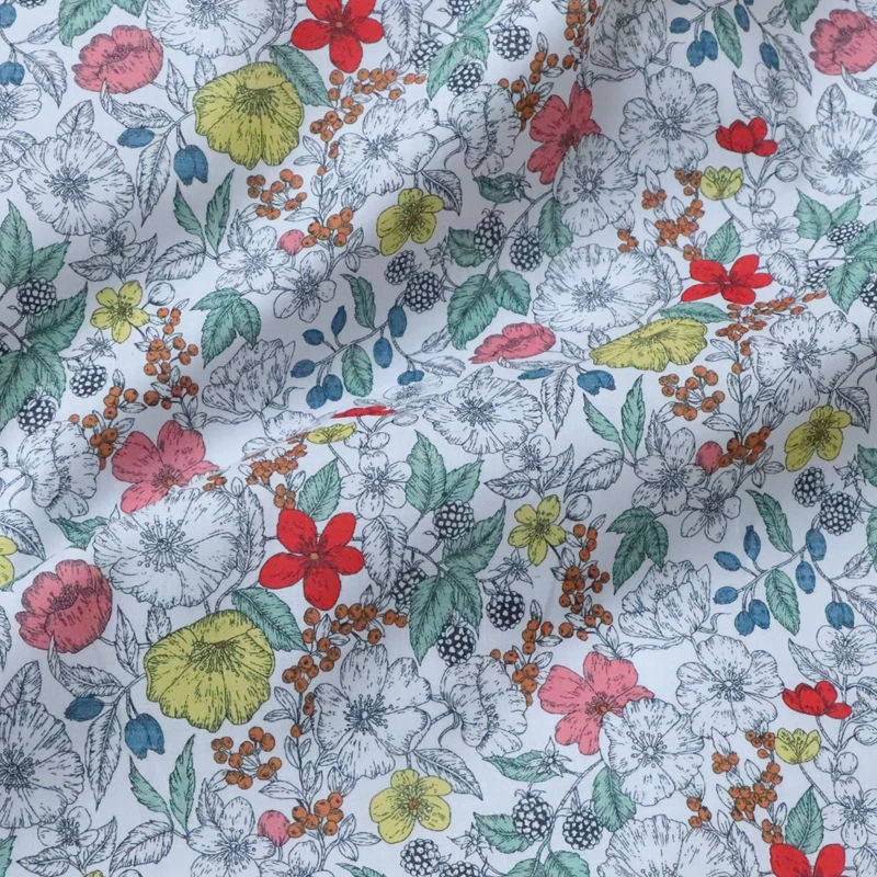 Bramble Floral 100% Cotton 80S Like Liberty Fabric Digital Printed For Sewing Cloth Dress Skirt Kids Designer Poplin Tela