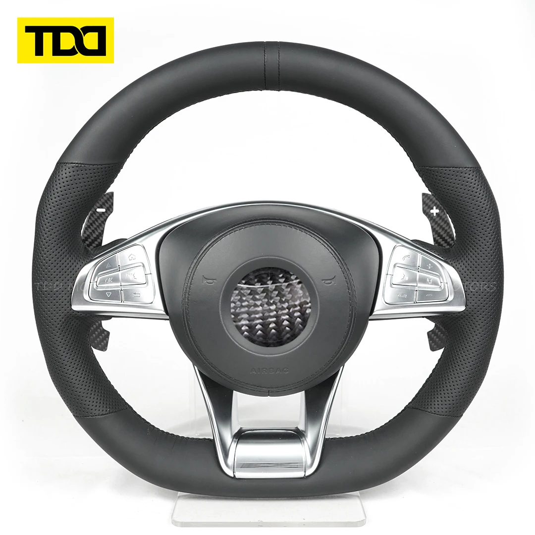 عجلة قيادة TDD 100% من ألياف الكربون الحقيقية لسيارة Mercedes-benz GLC GLE450 C63 C450 E63 W204 W205 W213 A250 AMG Sport إلخ