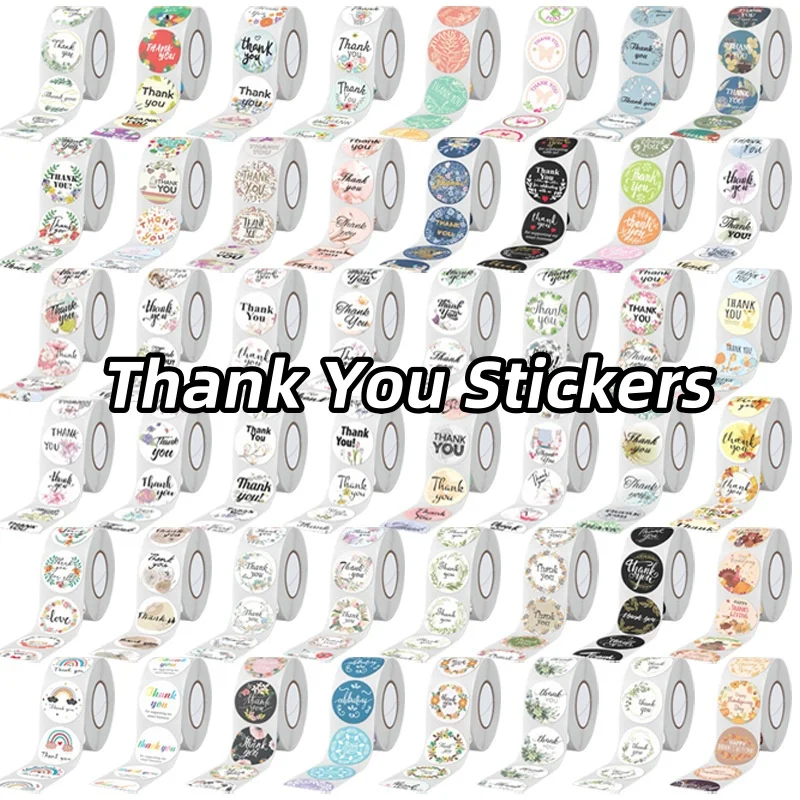 500pcs Multiple Options Thank You Stickers Self Adhesive Sealing Labels Gift Packaging Envelope Stickers Decor Aesthetic Sticker