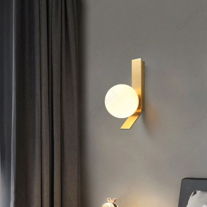 Nordic Creative Minimalist LED Wall Lamp Wrought Iron Glass Design Home Decorative Lighting for Living Room Bedroom Hallway